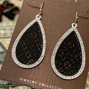 Black and silver tear drop earrings